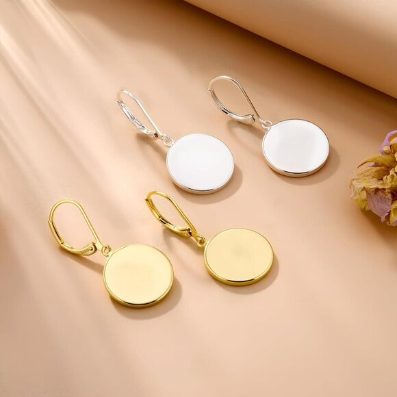 Sterling Silver Dangle Earrings for Women 14k Gold Plated Jewelry Gift - Picture 6 of 6